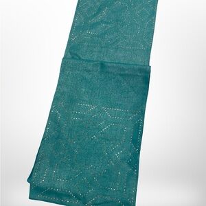 THRO by‎ Marlo Lorenz Turquoise Throw With Silver Embellishment  71 X 13 In
